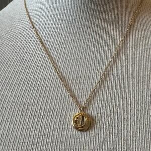 Vintage Avon 90s Gold Cursive D Necklace